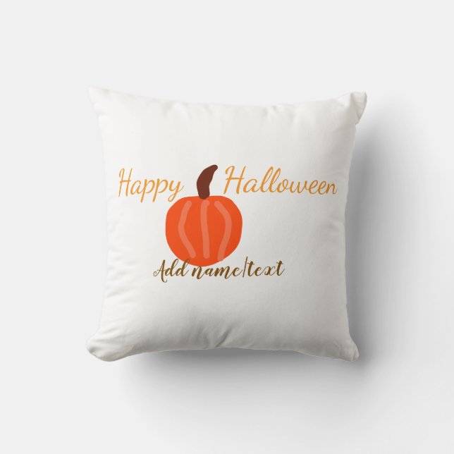 Coussin Joyeux Halloween orange citrouille automne orange  (Recto)