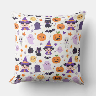 Coussin Joyeux Halloween Sorcières Fantômes Chats Chauves-