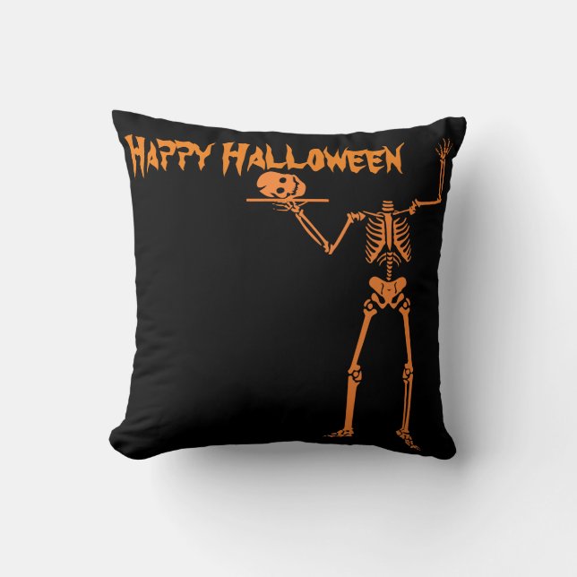 Coussin Joyeux Halloween squelette (Recto)