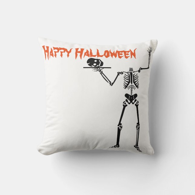 Coussin Joyeux Halloween squelette (Recto)