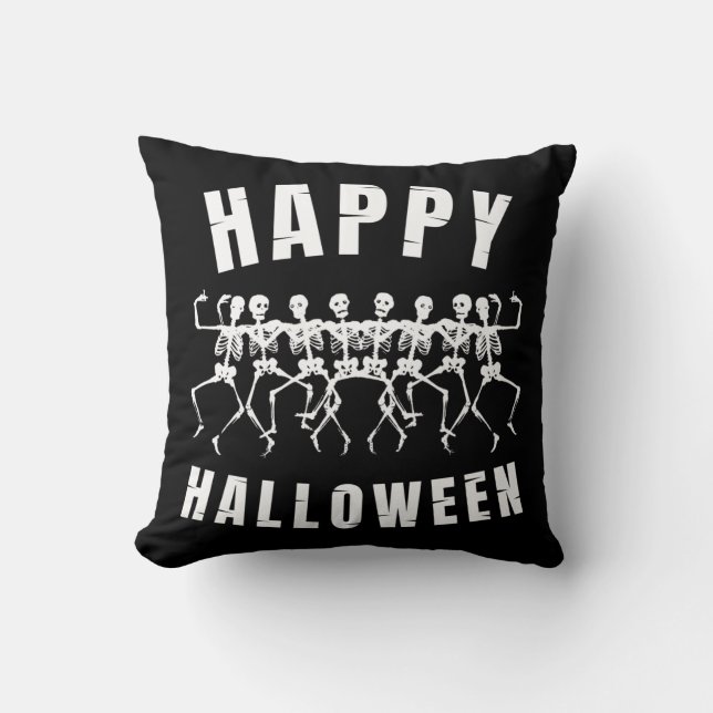 COUSSIN JOYEUX HALLOWEEN SQUELETTES DANSEURS (Recto)