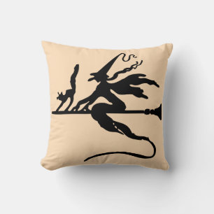 Coussin Joyeux Halloween Trick or Treat Sorcière avec Bala