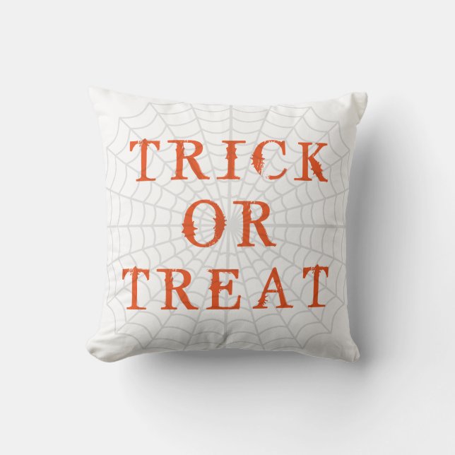 Coussin Joyeux Halloween Trick ou traiter avec Spider Web (Recto)