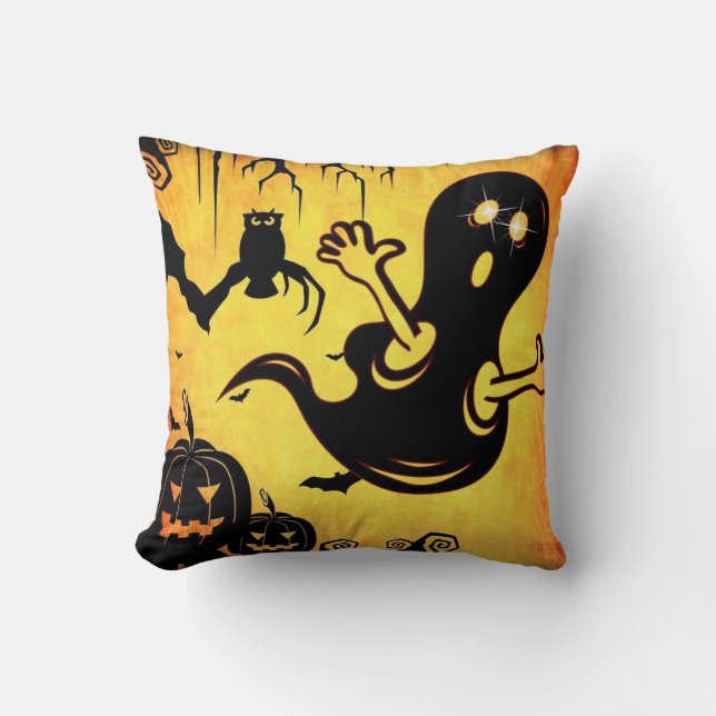 Coussin Joyeux Halloween Trick ou traiter avec Spider Web (Recto)