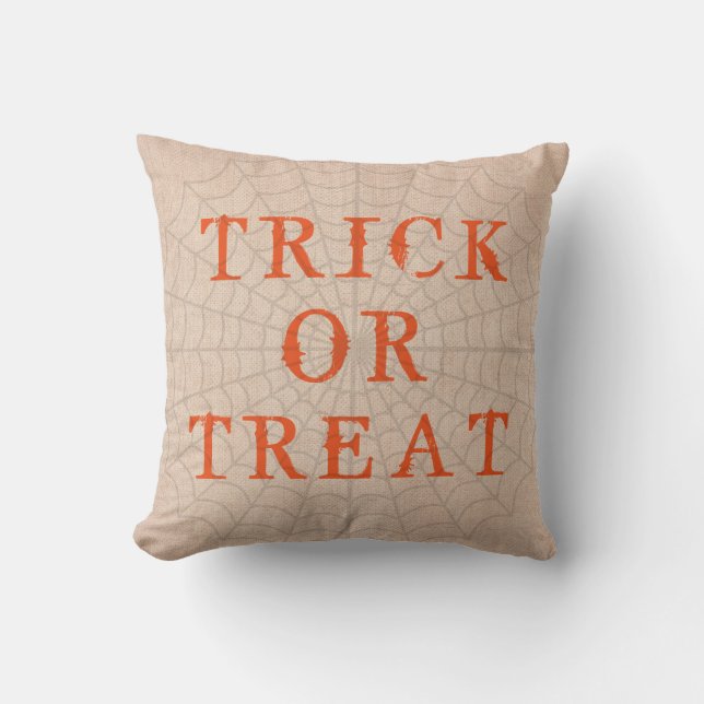 Coussin Joyeux Halloween Trick ou traiter avec Spider Web (Recto)