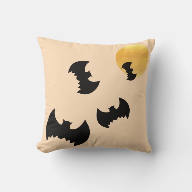 Coussin Joyeux Halloween Trick ou traiter chauves-souris a (Recto)
