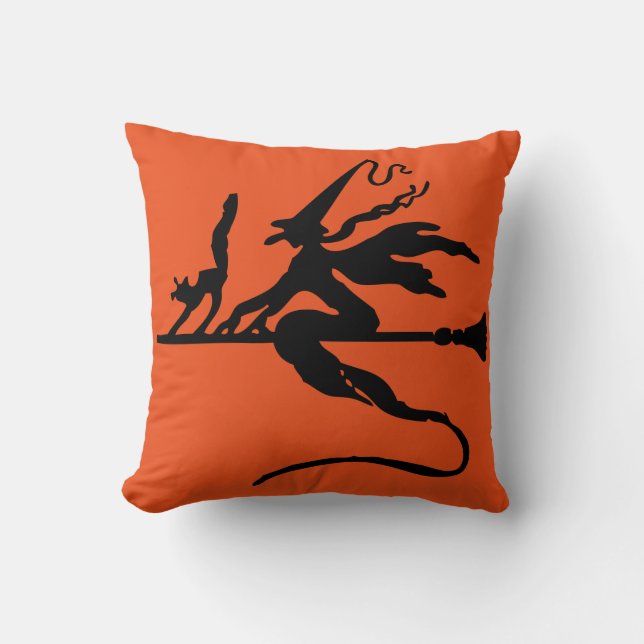 Coussin Joyeux Halloween Trick ou traiter sorcière avec ch (Recto)