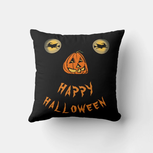 Coussin Joyeux Halloween Yeux de Sorcière et Nez de Citrou (Verso)