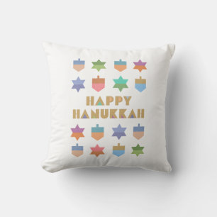 Coussin Joyeux Hanoukka Dreidels and Stars