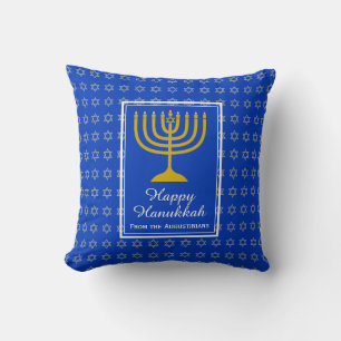 Coussin JOYEUX HANUKKAH Étoile de David Personnalisé Bleu 