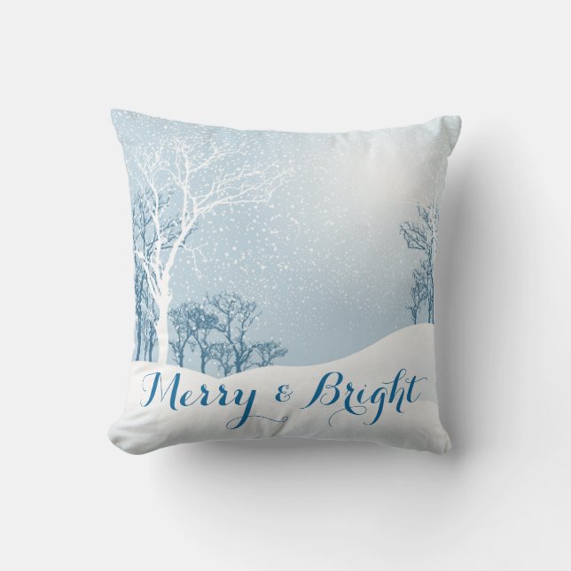 Coussin Joyeux hiver neige et brillant (Recto)