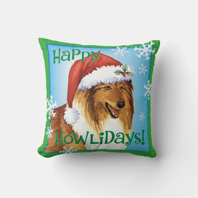 Coussin Joyeux Howliday Collie (Recto)