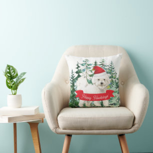 Coussin Joyeux Howlidays Bichon Frise Dog Christmas