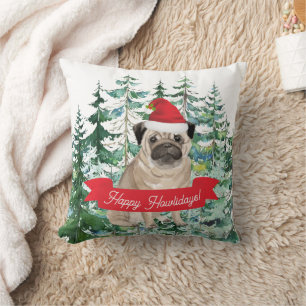 Coussin Joyeux Howlidays Carlin chien Noël