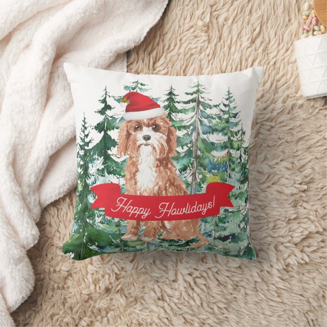 Coussin Joyeux Howlidays Chien Cavapoo (Couverture)