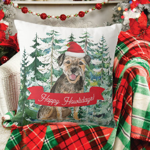 Coussin Joyeux Howlidays Frontière Terrier Chien Noël