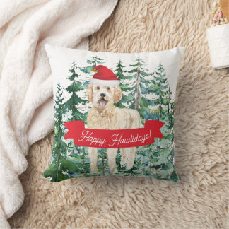 Coussin Joyeux Howlidays Golden Doodle Dog Noël