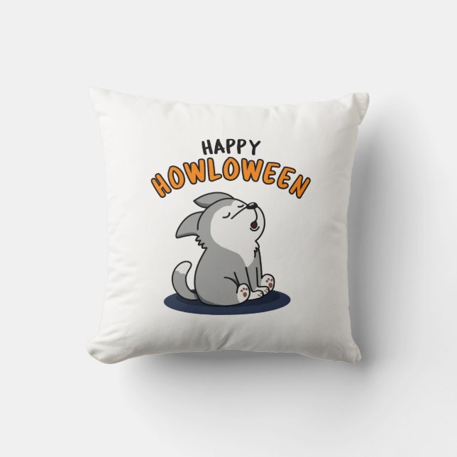 Coussin Joyeux Howloween Funny Chien Pun (Recto)