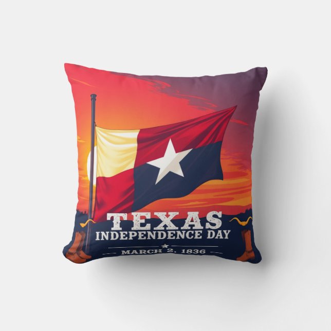 Coussin Joyeux Jour de l'Indépendance du Texas 1836 Art (Recto)