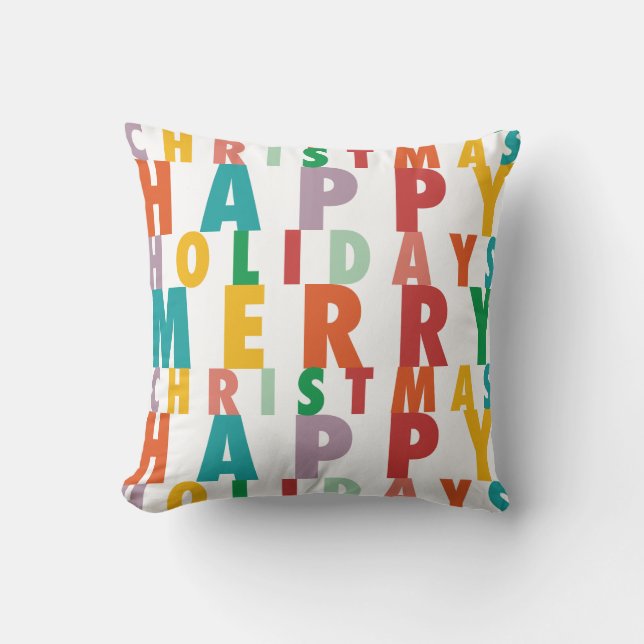 COUSSIN JOYEUX JOUR DE VACANCES MERRY | NOËL COLORÉ (Recto)