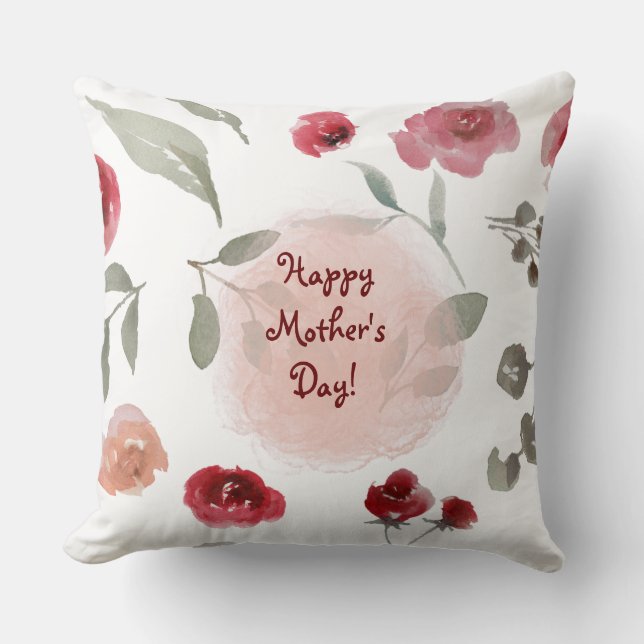 COUSSIN JOYEUX JOUR(ROSES) DE LA MÈRE JETER PILLOW (Recto)