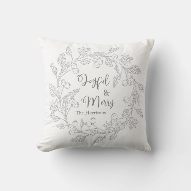 Coussin Joyeux Joyeux baies d'hiver Wreath Noël (Recto)