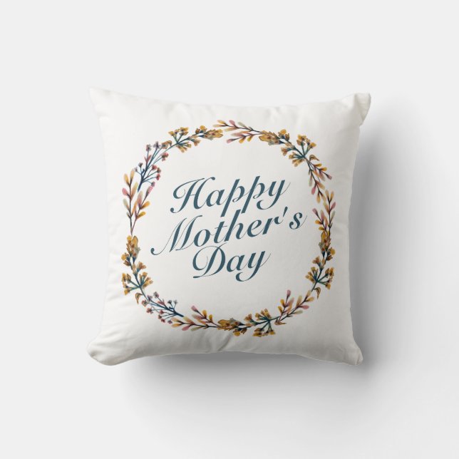 Coussin Joyeux Joyeux Fête des Mères Fleur Wreath | COUSSI (Recto)