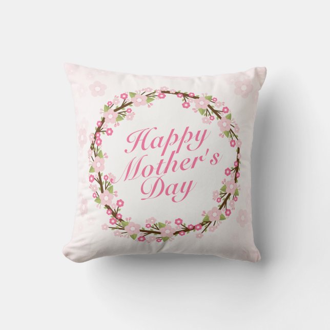 Coussin Joyeux Joyeux Fête des Mères Fleur Wreath | COUSSI (Recto)