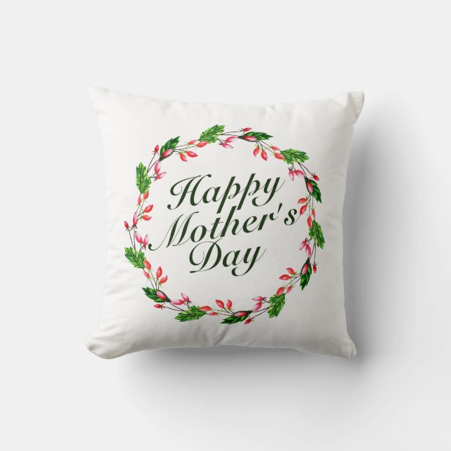Coussin Joyeux Joyeux Fête des Mères Fleur Wreath | COUSSI (Recto)