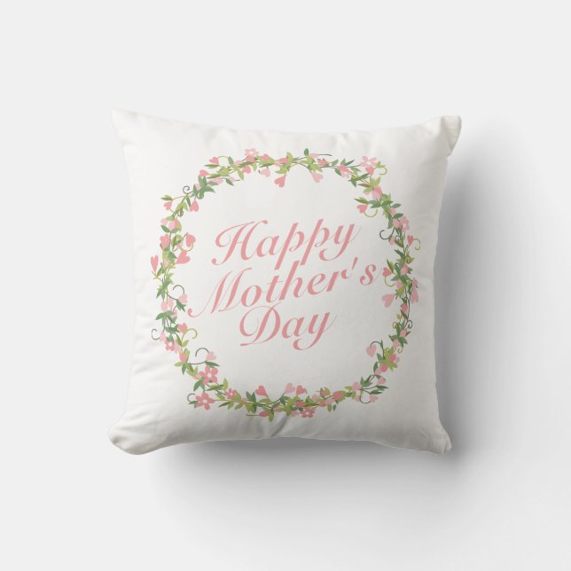 Coussin Joyeux Joyeux Fête des Mères Fleur Wreath | COUSSI (Recto)