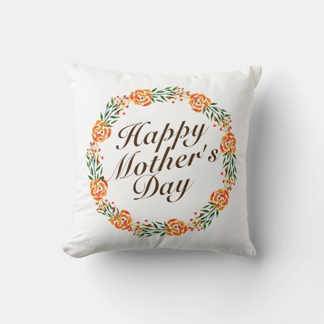 Coussin Joyeux Joyeux Fête des Mères Fleur Wreath | COUSSI (Recto)