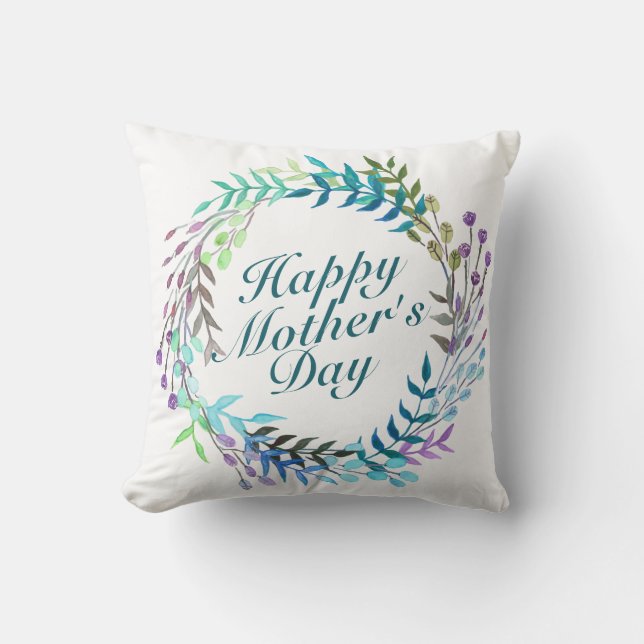 Coussin Joyeux Joyeux Fête des Mères Fleur Wreath | COUSSI (Recto)