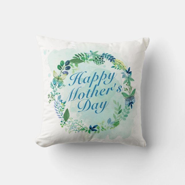 Coussin Joyeux Joyeux Fête des Mères Fleur Wreath | COUSSI (Recto)