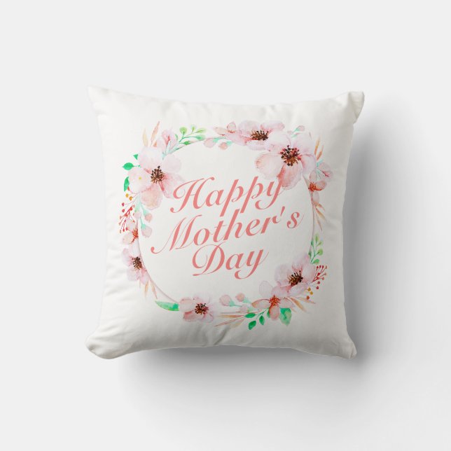 Coussin Joyeux Joyeux Fête des Mères Fleur Wreath | COUSSI (Recto)