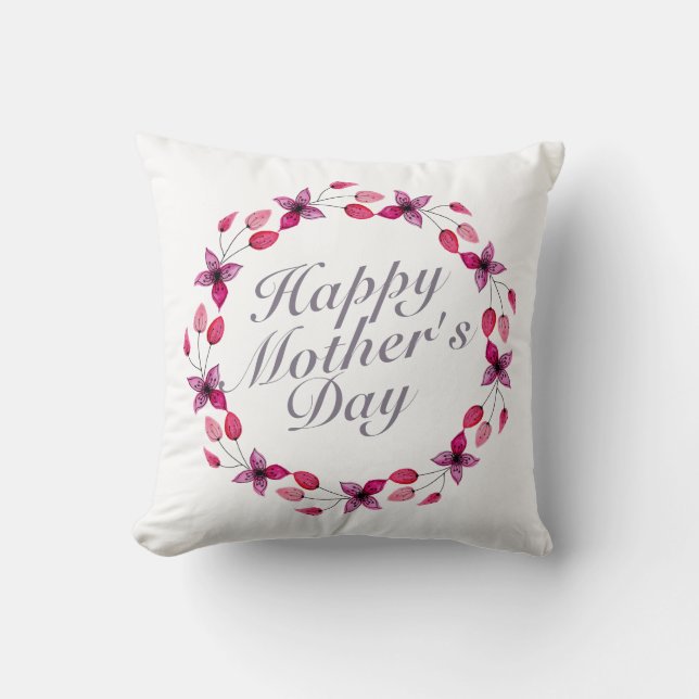 Coussin Joyeux Joyeux Fête des Mères Fleur Wreath | COUSSI (Recto)