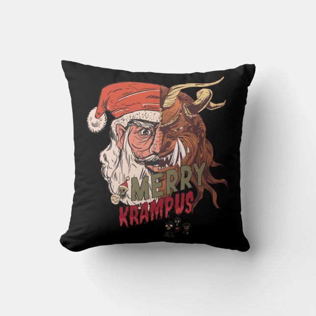 Coussin Joyeux Krampus effrayant Père Noël Horreur Noël (Recto)