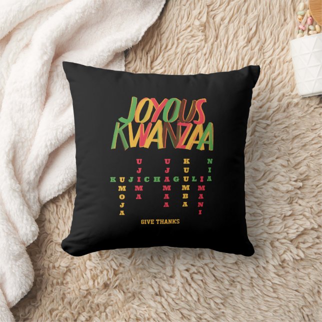 Coussin Joyeux KWANZAA Principes mot-clé (Couverture)
