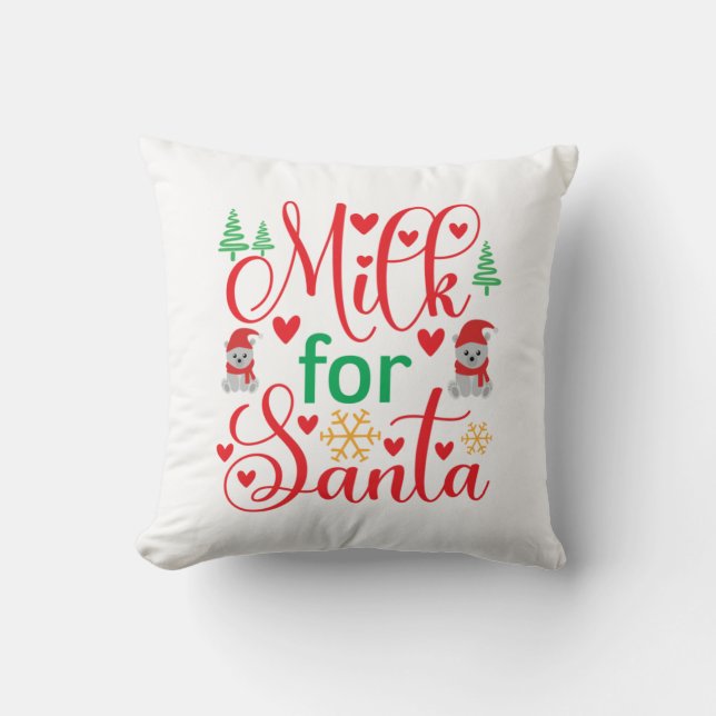 Coussin Joyeux Lait De Noël Pour Père Noël (Recto)