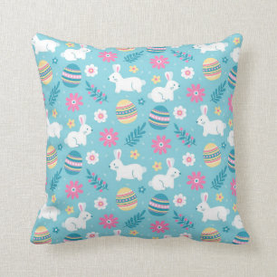 Coussin Joyeux lapin de Pâques Floral