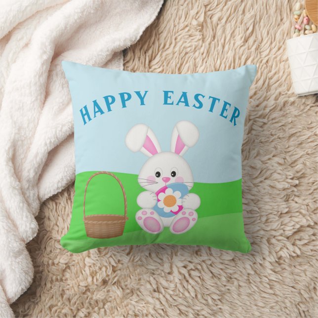 Coussin Joyeux Lapin de Pâques Mignon Œufs de Pâques (Couverture)