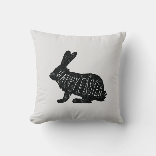 Coussin Joyeux lapin de Pâques Monochrome Jeu d'oreiller (Recto)