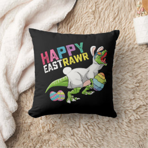 Coussin Joyeux Lapin de Pâques T Rex Dinosaure Œuf de Pâqu