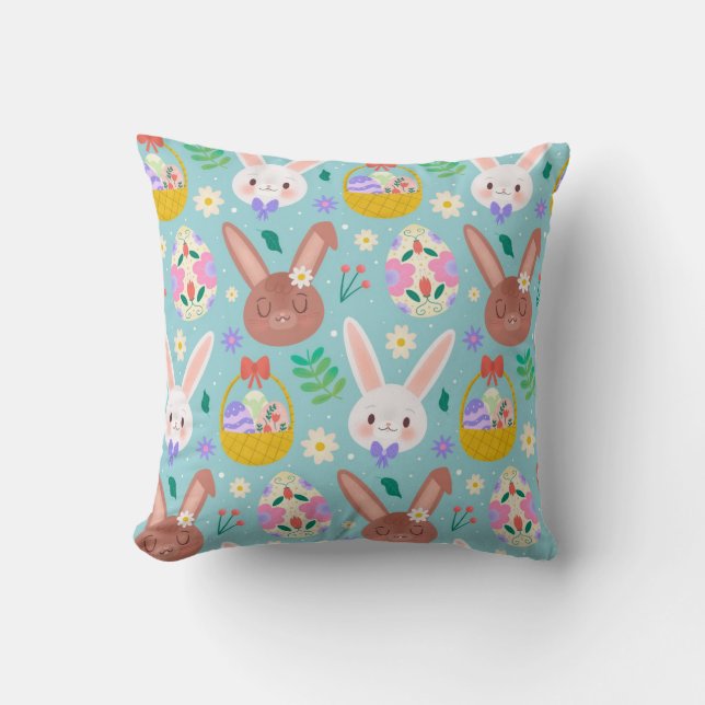 Coussin Joyeux lapins mignons de Pâques (Recto)