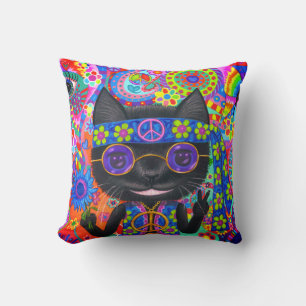 Coussin Joyeux lunettes de soleil hippie pour chats pour l