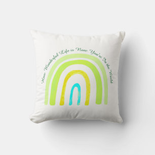 Coussin Joyeux 'Maintenant que vous êtes dans le monde'