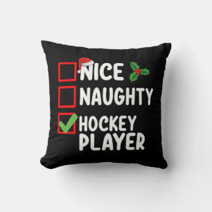 Coussin Joyeux Méchant Joueur de Hockey Liste de Noël Père