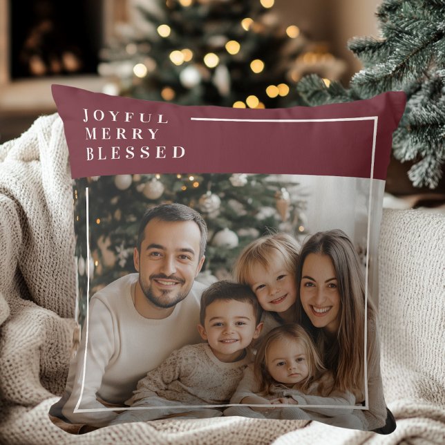 Coussin Joyeux Merveilleux Noël Moderne Bénis (Créateur téléchargé)