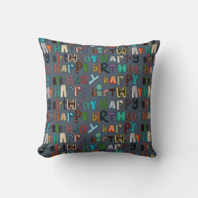 Coussin joyeux métal d'anniversaire (Recto)