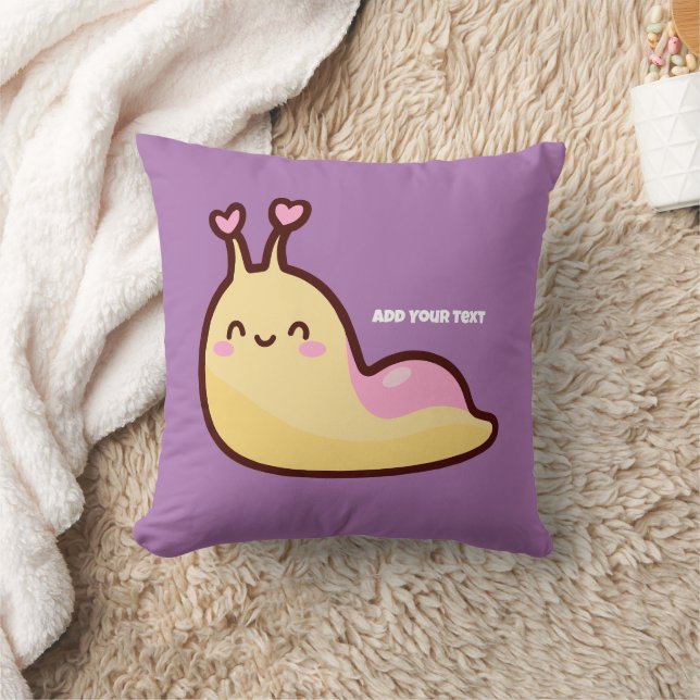 Coussin Joyeux mignon Slug Texte personnalisé (Couverture)