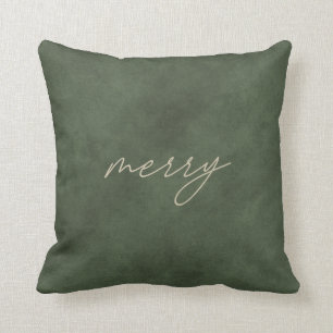 Coussin Joyeux ・ Minimaliste Dusty Green Velvet Noël